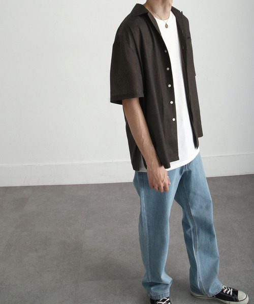 ZIP FIVE（ジップファイブ）の「【ZIP FIVE】ドレープ ルーズシルエット オープンカラー 半袖 柄シャツ（シャツ/ブラウス・メンズ・ブラック/ネイビー/ブラウン/グレイッシュブルー/チャコール/ブラック系/ブルー系/ブラウン系/ブルー系1/ブラウン系1/ブラック系1/ホワイト系/ホワイト系1・MEDIUM/LARGE/X-LARGE）」の21枚目の写真