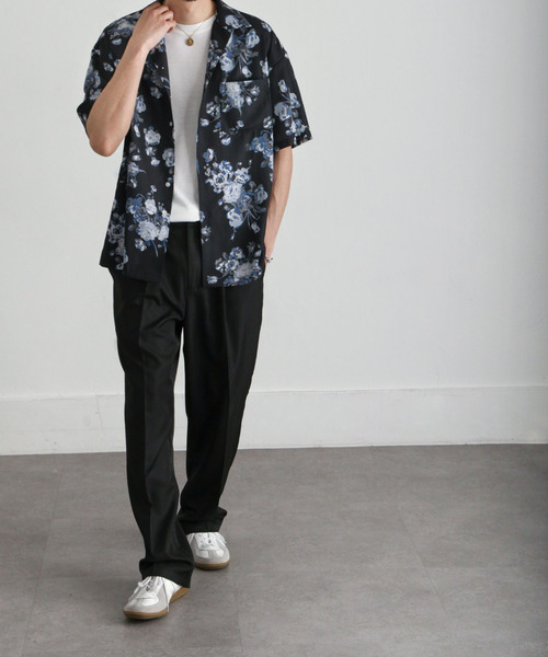 ZIP FIVE（ジップファイブ）の「【ZIP FIVE】ドレープ ルーズシルエット オープンカラー 半袖 柄シャツ（シャツ/ブラウス・メンズ・ブラック/ネイビー/ブラウン/グレイッシュブルー/チャコール/ブラック系/ブルー系/ブラウン系/ブルー系1/ブラウン系1/ブラック系1/ホワイト系/ホワイト系1・MEDIUM/LARGE/X-LARGE）」の16枚目の写真