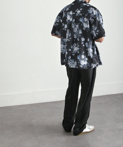 ZIP FIVE（ジップファイブ）の「【ZIP FIVE】ドレープ ルーズシルエット オープンカラー 半袖 柄シャツ（シャツ/ブラウス・メンズ・ブラック/ネイビー/ブラウン/グレイッシュブルー/チャコール/ブラック系/ブルー系/ブラウン系/ブルー系1/ブラウン系1/ブラック系1/ホワイト系/ホワイト系1・MEDIUM/LARGE/X-LARGE）」の15枚目の写真