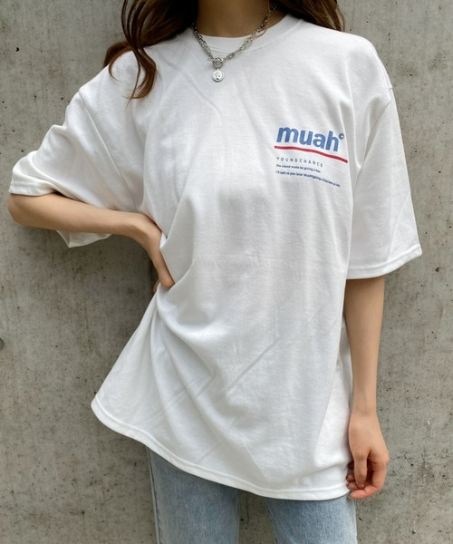 muahmuah（ムーアムーア）の「muahmuah(ムーア ムーア)/REDLINE MUAH T-SHIRT（Tシャツ/カットソー・レディース・ホワイト/ネイビー/ブラック/パープル・FREE）」の2枚目の写真