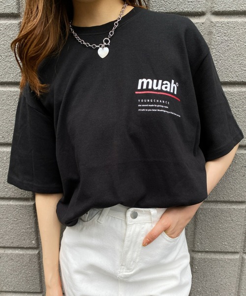 muahmuah（ムーアムーア）の「muahmuah(ムーア ムーア)/REDLINE MUAH T-SHIRT（Tシャツ/カットソー・レディース・ホワイト/ネイビー/ブラック/パープル・FREE）」の3枚目の写真