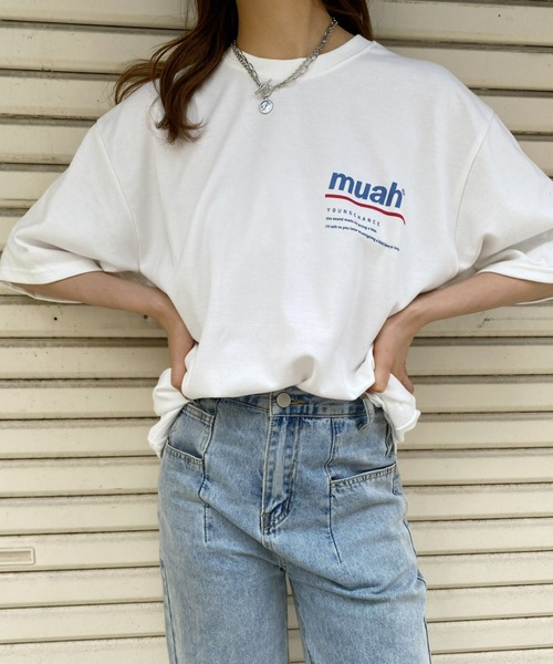 muahmuah（ムーアムーア）の「muahmuah(ムーア ムーア)/REDLINE MUAH T-SHIRT（Tシャツ/カットソー・レディース・ホワイト/ネイビー/ブラック/パープル・FREE）」の8枚目の写真