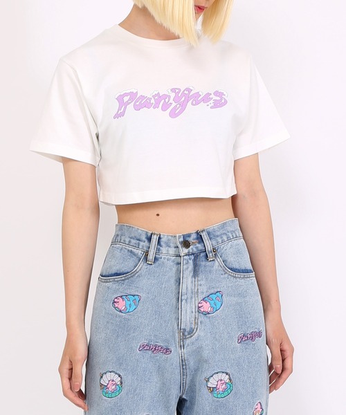 PUNYUS（プニュズ）の「クロップドロゴＴシャツ（Tシャツ/カットソー・レディース・パープル/ブラック/ホワイト・3/1/2/4）」の19枚目の写真