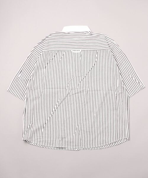 SITRY（シトリー）の「Wide silhouette Cleric stripe shirt/ワイドシルエット ストライプ クレリックシャツ（シャツ/ブラウス・メンズ・ブラック/ネイビー/ブルー・M/L）」の4枚目の写真