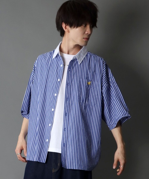SITRY（シトリー）の「Wide silhouette Cleric stripe shirt/ワイドシルエット ストライプ クレリックシャツ（シャツ/ブラウス・メンズ・ブラック/ネイビー/ブルー・M/L）」の17枚目の写真