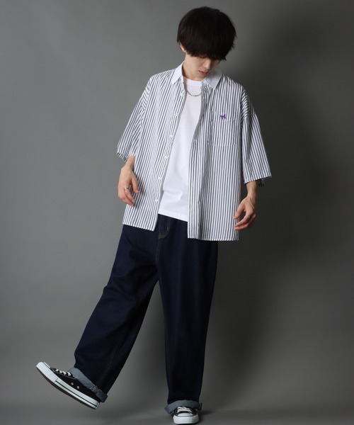 SITRY（シトリー）の「Wide silhouette Cleric stripe shirt/ワイドシルエット ストライプ クレリックシャツ（シャツ/ブラウス・メンズ・ブラック/ネイビー/ブルー・M/L）」の18枚目の写真