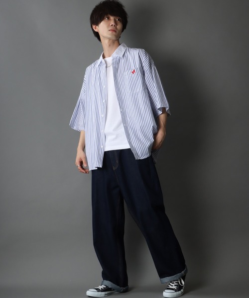 SITRY（シトリー）の「Wide silhouette Cleric stripe shirt/ワイドシルエット ストライプ クレリックシャツ（シャツ/ブラウス・メンズ・ブラック/ネイビー/ブルー・M/L）」の22枚目の写真