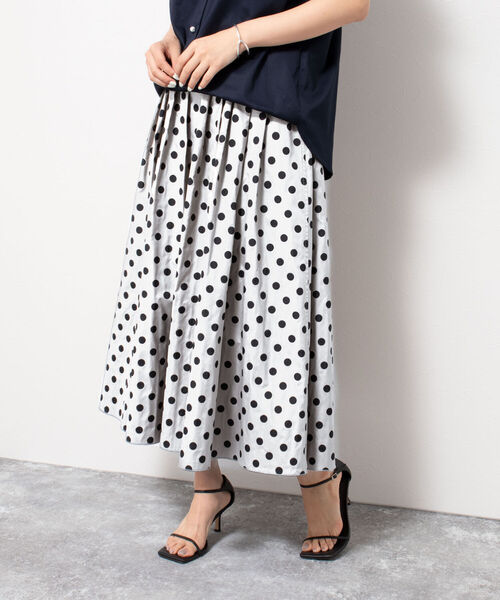 24200円 ビアズリージャガードタフタ ドット ロング スカート黒 セール】◇【WEB限定カラーあり】リバーシブルタフタドット