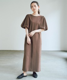 ボリュームパフスリーブカットソーワンピース