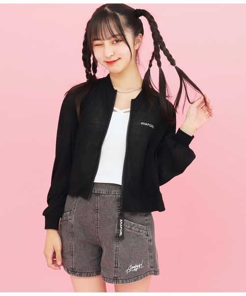 ANAP GiRL(アナップガール)の「デザインパッド付ショートキャミソール(キャミソール・キッズ・ホワイト/ブラック・S/M/XS)」の9枚目の写真