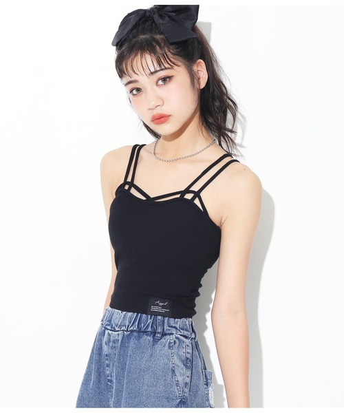 ANAP GiRL(アナップガール)の「デザインパッド付ショートキャミソール(キャミソール・キッズ・ホワイト/ブラック・S/M/XS)」の15枚目の写真