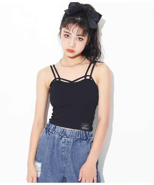 ANAP GiRL(アナップガール)の「デザインパッド付ショートキャミソール(キャミソール・キッズ・ホワイト/ブラック・S/M/XS)」の16枚目の写真