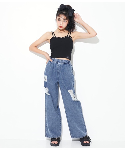 ANAP GiRL(アナップガール)の「デザインパッド付ショートキャミソール(キャミソール・キッズ・ホワイト/ブラック・S/M/XS)」の17枚目の写真