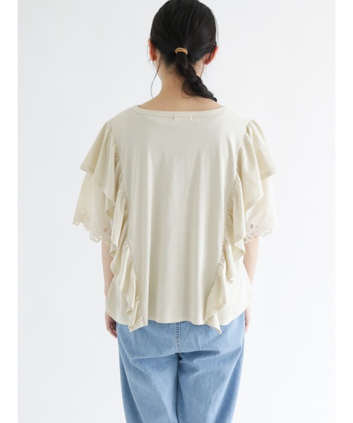 Samansa Mos2（サマンサ モスモス）の「ピグメントフリルカットソー（Tシャツ/カットソー・レディース・キナリ/モカ/ブラック・ﾌﾘ-）」の9枚目の写真