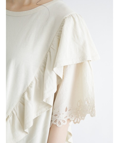 Samansa Mos2（サマンサ モスモス）の「ピグメントフリルカットソー（Tシャツ/カットソー・レディース・キナリ/モカ/ブラック・ﾌﾘ-）」の12枚目の写真