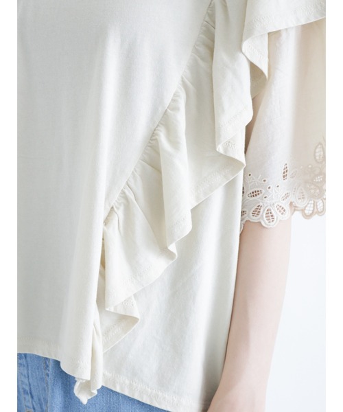 Samansa Mos2（サマンサ モスモス）の「ピグメントフリルカットソー（Tシャツ/カットソー・レディース・キナリ/モカ/ブラック・ﾌﾘ-）」の14枚目の写真