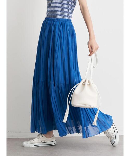 earth music&ecology(アースミュージックアンドエコロジー)の「ランダムプリーツボリュームスカート(スカート・レディース・オフホワイト/ブルー/イエロー/ブラック系その他5・FREE)」の7枚目の写真