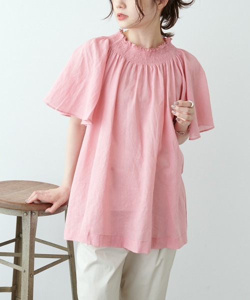 PUAL CE CIN（ピュアルセシン）の「綿麻ローンブラウス（シャツ/ブラウス・レディース・ブラック/ピンク/グリーン・FREE）」の3枚目の写真