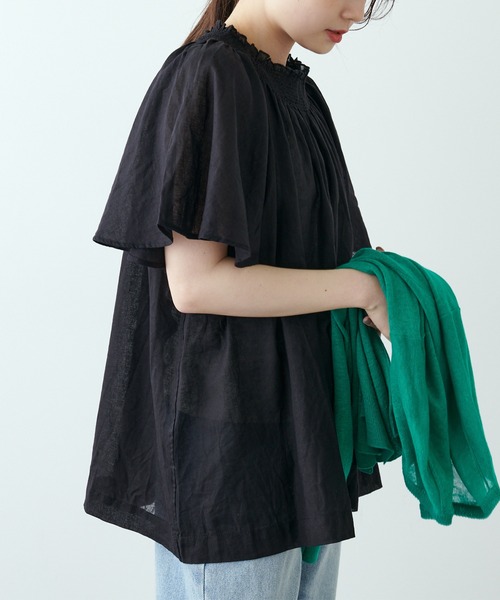 PUAL CE CIN（ピュアルセシン）の「綿麻ローンブラウス（シャツ/ブラウス・レディース・ブラック/ピンク/グリーン・FREE）」の2枚目の写真