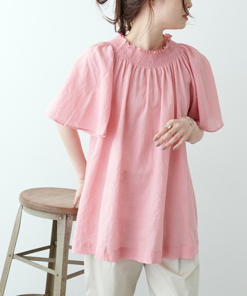 PUAL CE CIN（ピュアルセシン）の「綿麻ローンブラウス（シャツ/ブラウス・レディース・ブラック/ピンク/グリーン・FREE）」の6枚目の写真