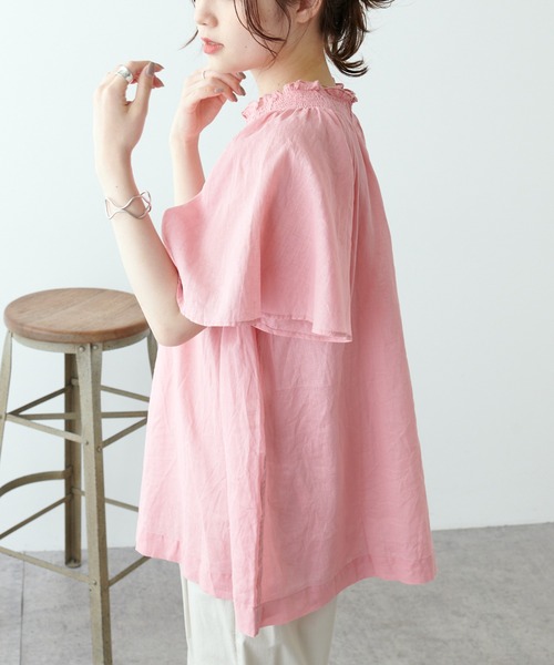 PUAL CE CIN（ピュアルセシン）の「綿麻ローンブラウス（シャツ/ブラウス・レディース・ブラック/ピンク/グリーン・FREE）」の9枚目の写真