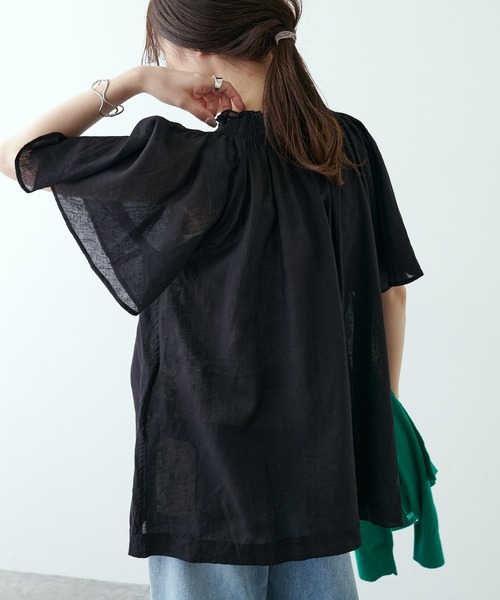 PUAL CE CIN（ピュアルセシン）の「綿麻ローンブラウス（シャツ/ブラウス・レディース・ブラック/ピンク/グリーン・FREE）」の12枚目の写真
