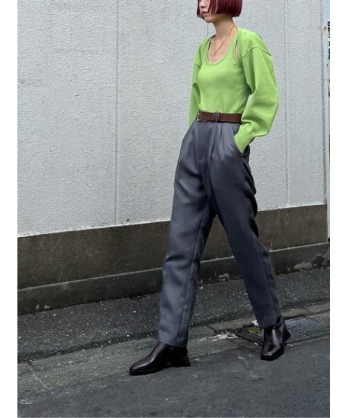 THROW by SLY（スローバイスライ）の「THROW SQUARE KNEE BOOTS スクエア ニーブーツ ロングブーツ（ブーツ・レディース・グリーン/ブラウン・LARGE/SMALL/MEDIUM）」の10枚目の写真