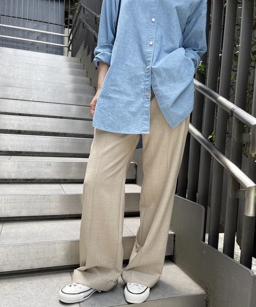 Spick & Span（スピックアンドスパン）の「ダブルクロスタックカフドパンツ（スラックス・レディース・ベージュ/ネイビー・38/36）」の9枚目の写真