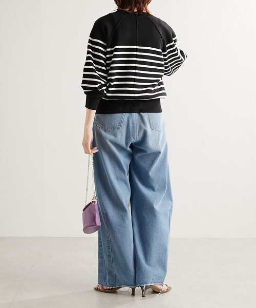 COLLAGE GALLARDAGALANTE（コラージュガリャルダガランテ）の「色違いが欲しい/スウェット感覚で着れるラグランニット/手洗い可/WEB限定カラー有（ニット/セーター・レディース・ブラック/ネイビー/ブラウン/ブルー/キナリ・FREE）」の15枚目の写真