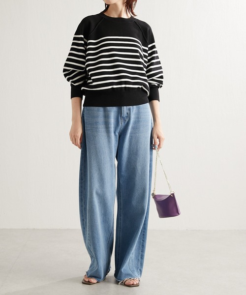 COLLAGE GALLARDAGALANTE（コラージュガリャルダガランテ）の「色違いが欲しい/スウェット感覚で着れるラグランニット/手洗い可/WEB限定カラー有（ニット/セーター・レディース・ブラック/ネイビー/ブラウン/ブルー/キナリ・FREE）」の11枚目の写真