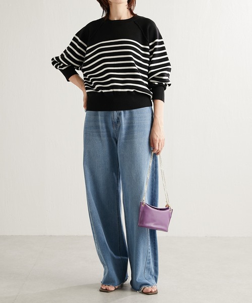 COLLAGE GALLARDAGALANTE（コラージュガリャルダガランテ）の「色違いが欲しい/スウェット感覚で着れるラグランニット/手洗い可/WEB限定カラー有（ニット/セーター・レディース・ブラック/ネイビー/ブラウン/ブルー/キナリ・FREE）」の19枚目の写真