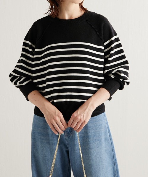 COLLAGE GALLARDAGALANTE（コラージュガリャルダガランテ）の「色違いが欲しい/スウェット感覚で着れるラグランニット/手洗い可/WEB限定カラー有（ニット/セーター・レディース・ブラック/ネイビー/ブラウン/ブルー/キナリ・FREE）」の12枚目の写真