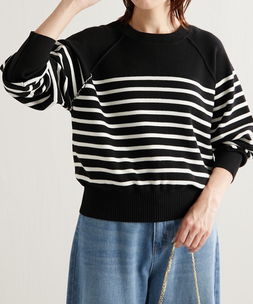 COLLAGE GALLARDAGALANTE（コラージュガリャルダガランテ）の「色違いが欲しい/スウェット感覚で着れるラグランニット/手洗い可/WEB限定カラー有（ニット/セーター・レディース・ブラック/ネイビー/ブラウン/ブルー/キナリ・FREE）」の20枚目の写真