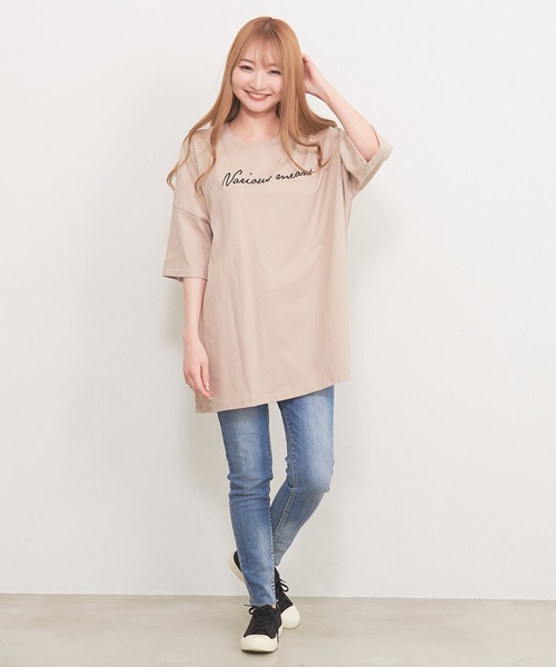 SILVER BULLET（シルバーバレット）の「『BANANA TRIP/バナナトリップ』刺繍ロゴワイドBIG Tシャツ【b】（Tシャツ/カットソー・レディース・ブラック/ホワイト/ベージュ・M/L）」の4枚目の写真