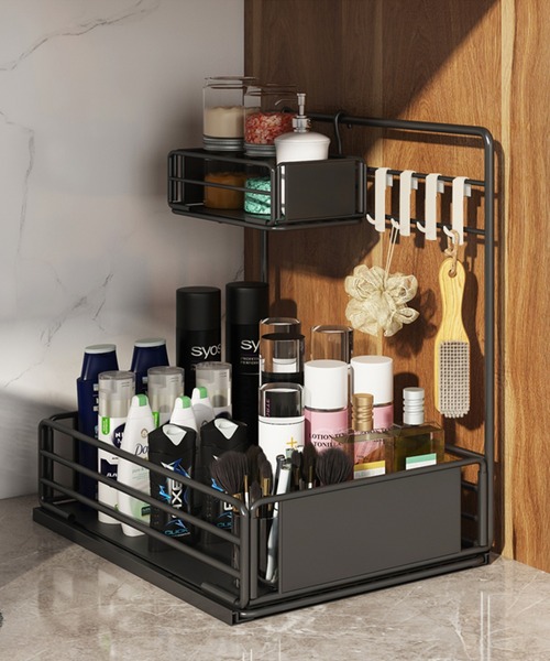 【セール】頑丈シンク下スライドラック2段（収納グッズ）｜aimoha（アイモハ）