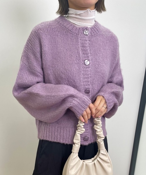 MLI'A（エムリア）の「モヘアタッチニットカーディガン（カーディガン/ボレロ・レディース・ブラック/ベージュ/パープル/ライム/アイボリー/レンガ/イエロー系その他・M）」の5枚目の写真