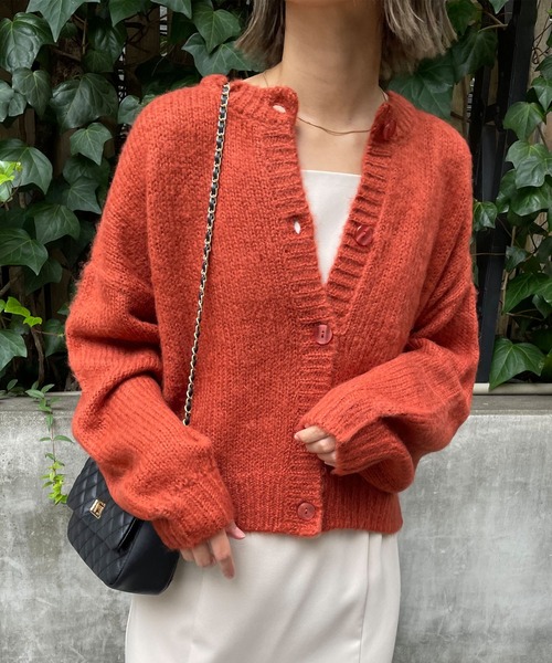 MLI'A（エムリア）の「モヘアタッチニットカーディガン（カーディガン/ボレロ・レディース・ブラック/ベージュ/パープル/ライム/アイボリー/レンガ/イエロー系その他・M）」の7枚目の写真