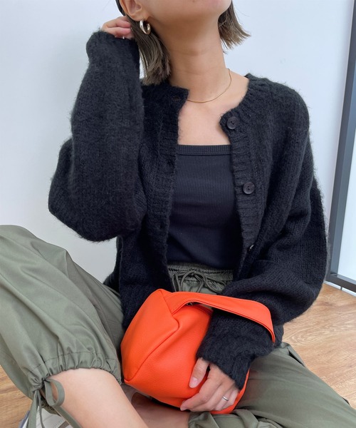 MLI'A（エムリア）の「モヘアタッチニットカーディガン（カーディガン/ボレロ・レディース・ブラック/ベージュ/パープル/ライム/アイボリー/レンガ/イエロー系その他・M）」の3枚目の写真