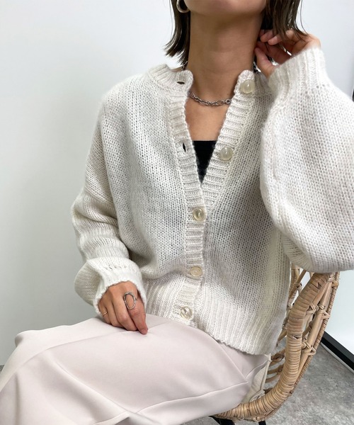 MLI'A（エムリア）の「モヘアタッチニットカーディガン（カーディガン/ボレロ・レディース・ブラック/ベージュ/パープル/ライム/アイボリー/レンガ/イエロー系その他・M）」の15枚目の写真