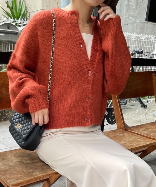 MLI'A（エムリア）の「モヘアタッチニットカーディガン（カーディガン/ボレロ・レディース・ブラック/ベージュ/パープル/ライム/アイボリー/レンガ/イエロー系その他・M）」の11枚目の写真