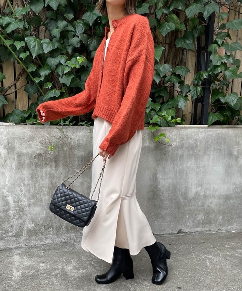 MLI'A（エムリア）の「モヘアタッチニットカーディガン（カーディガン/ボレロ・レディース・ブラック/ベージュ/パープル/ライム/アイボリー/レンガ/イエロー系その他・M）」の8枚目の写真