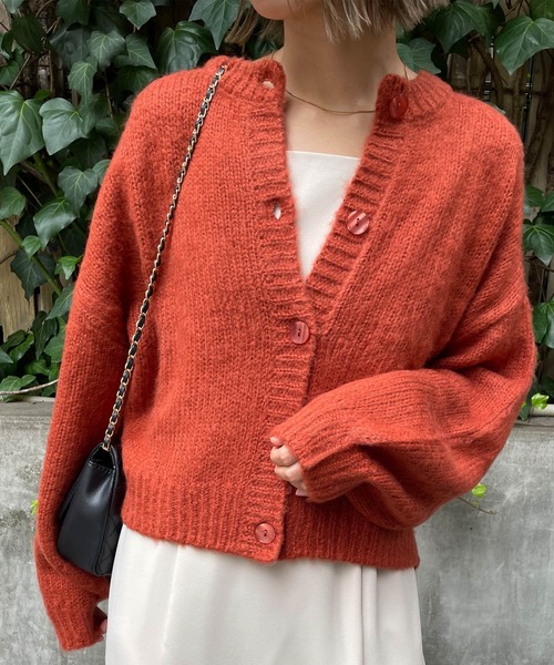 MLI'A（エムリア）の「モヘアタッチニットカーディガン（カーディガン/ボレロ・レディース・ブラック/ベージュ/パープル/ライム/アイボリー/レンガ/イエロー系その他・M）」の9枚目の写真