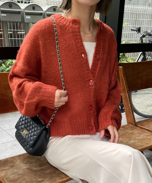 MLI'A（エムリア）の「モヘアタッチニットカーディガン（カーディガン/ボレロ・レディース・ブラック/ベージュ/パープル/ライム/アイボリー/レンガ/イエロー系その他・M）」の12枚目の写真