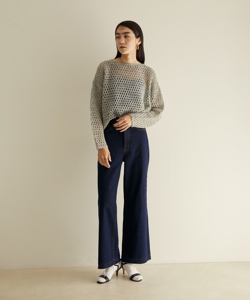 SALON adam et rope'(サロン アダム エ ロペ)の「【WEB限定】透かし編みメッシュモヘヤニット(ニット/セーター・レディース・ホワイト/グレー/ブルー・FREE)」の17枚目の写真