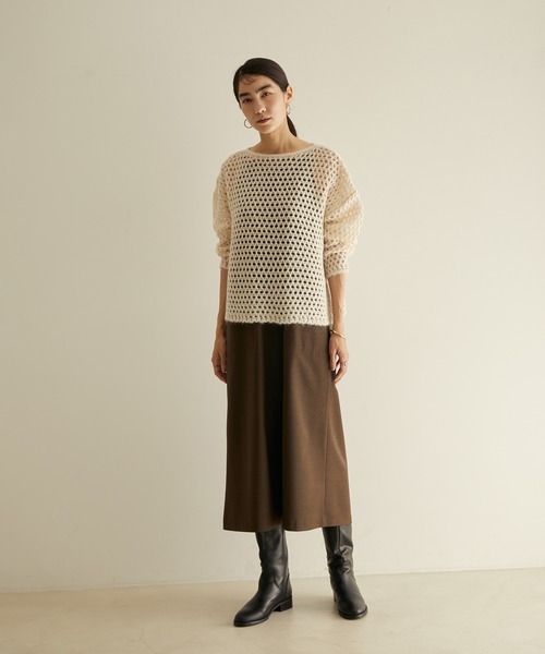 SALON adam et rope'(サロン アダム エ ロペ)の「【WEB限定】透かし編みメッシュモヘヤニット(ニット/セーター・レディース・ホワイト/グレー/ブルー・FREE)」の7枚目の写真