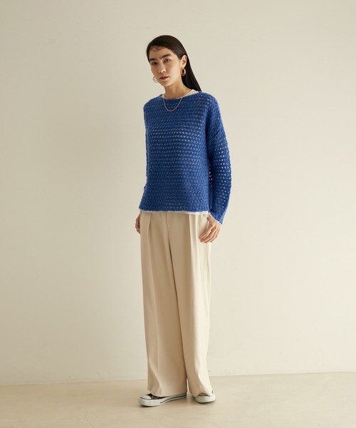 SALON adam et rope'(サロン アダム エ ロペ)の「【WEB限定】透かし編みメッシュモヘヤニット(ニット/セーター・レディース・ホワイト/グレー/ブルー・FREE)」の15枚目の写真