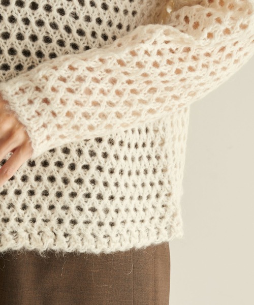 SALON adam et rope'(サロン アダム エ ロペ)の「【WEB限定】透かし編みメッシュモヘヤニット(ニット/セーター・レディース・ホワイト/グレー/ブルー・FREE)」の12枚目の写真