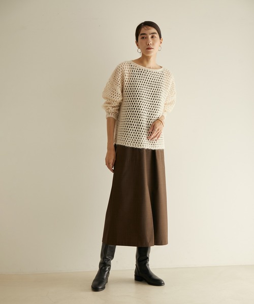 SALON adam et rope'(サロン アダム エ ロペ)の「【WEB限定】透かし編みメッシュモヘヤニット(ニット/セーター・レディース・ホワイト/グレー/ブルー・FREE)」の11枚目の写真