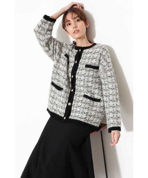 JILL STUART（ジルスチュアート）の「◆ジョアンニットツイード（カーディガン/ボレロ・レディース・ホワイト/グリーン・FREE）」の16枚目の写真