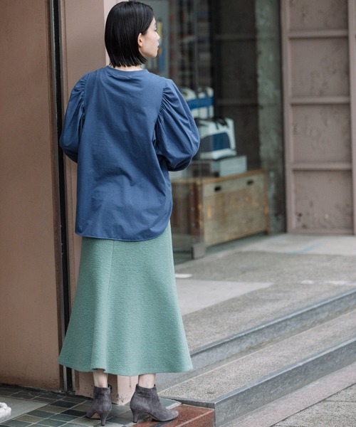 Munich（ミューニック）の「プレミアムコットンジャージギャザースリーブプルオーバー（Tシャツ/カットソー・レディース・ホワイト/ダークブラウン/ブラック/ネイビー・FREE）」の7枚目の写真